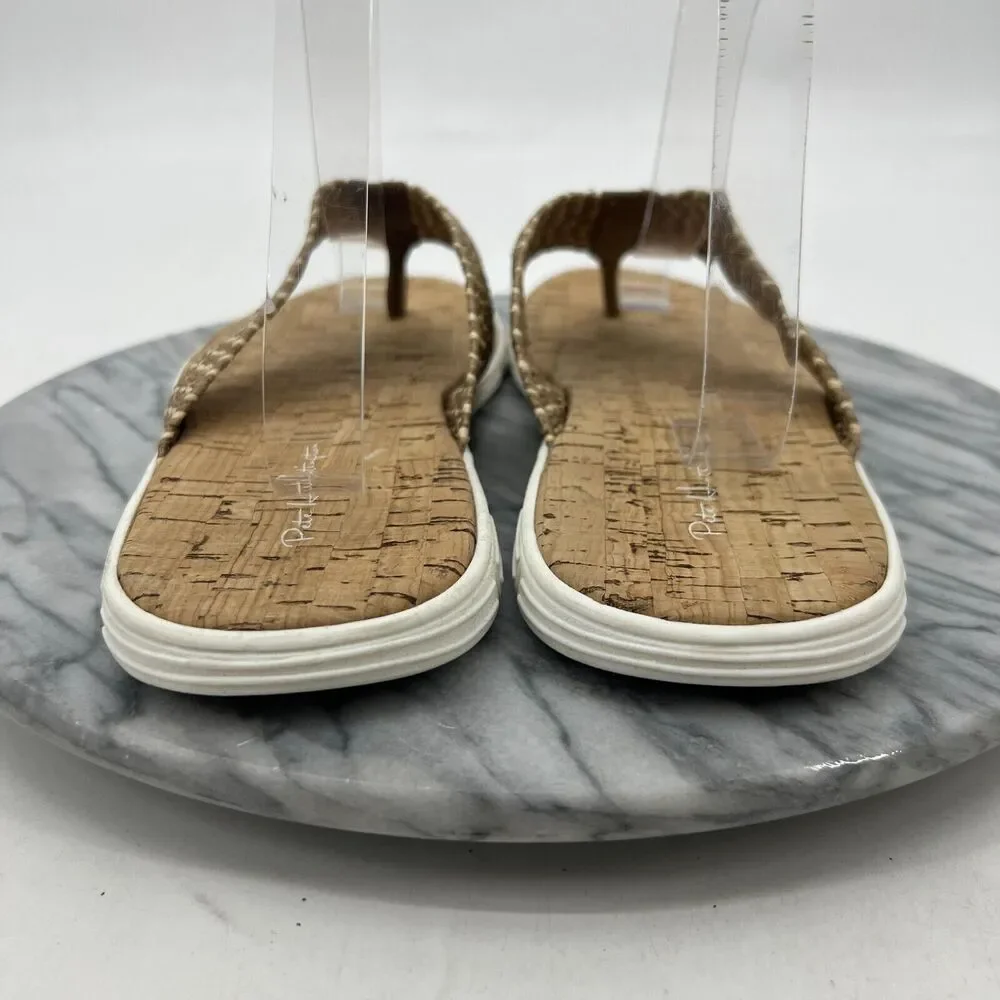 Pete Huntington Flip Flop Mens 10 Thong Sandals Woven Textile Strap Cork Footbed
